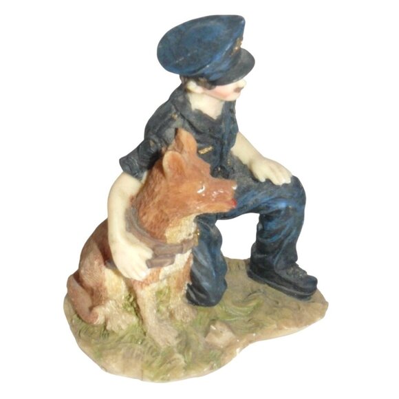 Police Officer & German Shepherd Figurine Hand-Painted Resin Collectible Vintage - Picture 3 of 5
